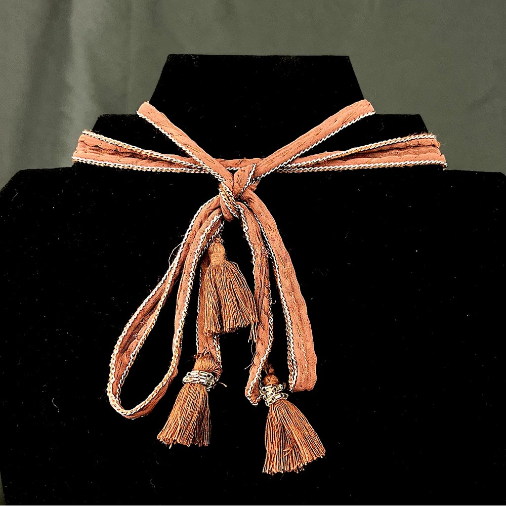 Unique and Fun Long Layering Fabric Tie Necklace